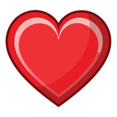 Vector Illustration of Shiny Red Heart with Glossy Highlights on White Background