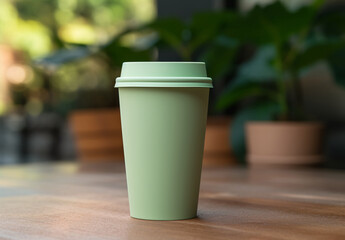 Green Coffee Cup Mockup Template