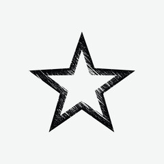 Obraz premium Download a simple, stylized black and white star with a textured, scratchy, hand-drawn appearance. Ideal for logos, icons, stickers, and graphic design projects.