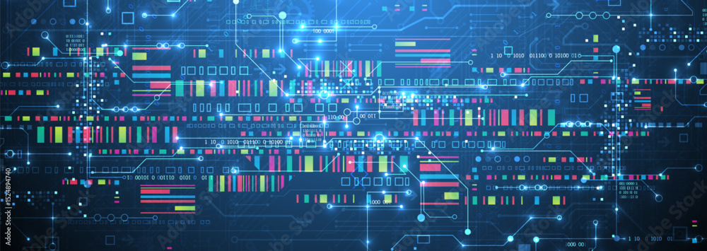 Poster abstract technology concept. circuit board color background. vector illustration