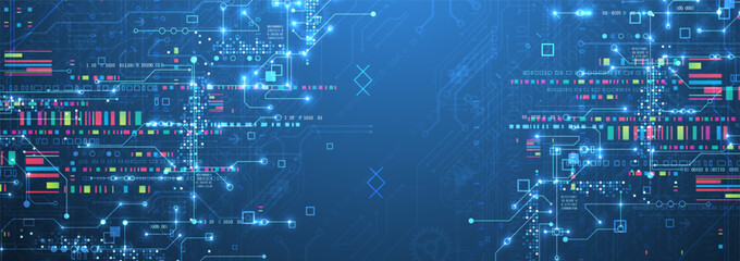 Abstract technology concept. Circuit board color background. Vector illustration