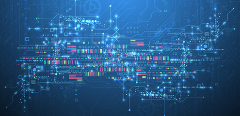 Abstract technology concept. Circuit board color background. Vector illustration