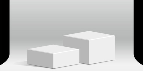 Minimal white podium stage in a clean studio setting with soft lighting. Perfect for product display, branding mockups, advertising, or modern design backgrounds.