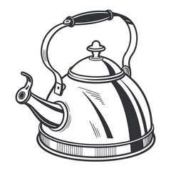 silhouette kettle on white background 