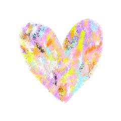 Colorluf Hand Drawn Heart. Cute Symbol Of Different Shades Of Love. Childish-like Drawing od Heart. Heart Drawn With Colored Pencils, Including Shades Of Blue, Pink And Yellow. Unlimited Love Symbol.