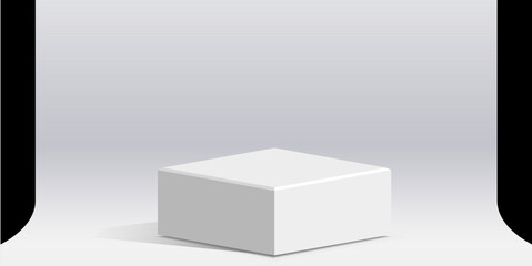 Minimal white podium stage in a clean studio setting with soft lighting. Perfect for product display, branding mockups, advertising, or modern design backgrounds.
