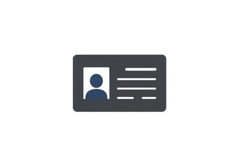 Fototapeta premium A gray identification card with a person icon and text lines on a white background in simple style