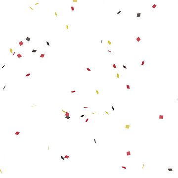 Loop video of three-colored confetti (red, black, yellow) [square video]