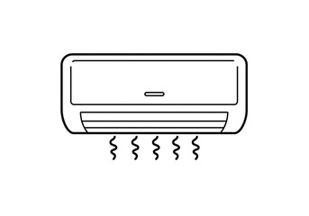Fototapeta premium A minimalist line drawing of an air conditioner unit blowing cool air on a white background design art