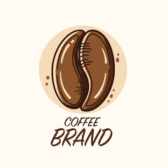 Coffee bean logo with "Coffee Brand" text, ideal for beverage company branding, coffee shops, or product labels.