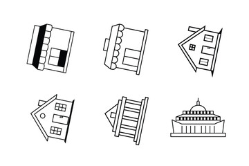 line art building design bundle