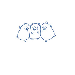 Kawaii Walking Friends Mascot Cute Cartoon Character Trio Vector Logo