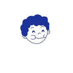 Happy Kid Eating Cute Satisfied Face Mascot Logo
