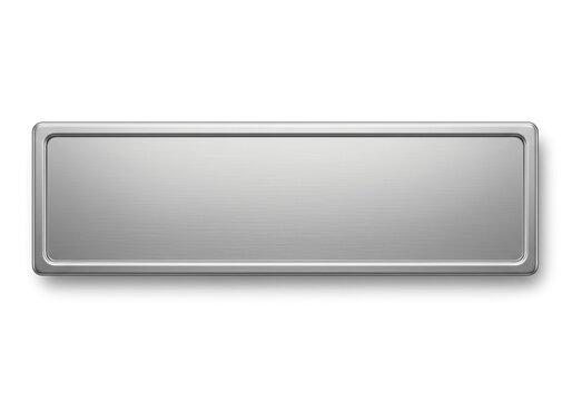 A simple rectangular metal plate with rounded corners and a thin border on a white background - Powered by Adobe