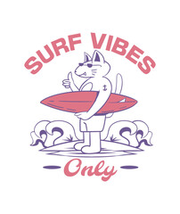 Surf vibes, Retro summer beach t-shirt design, Vintage surfing graphic for tee shirt, Island paradise design 