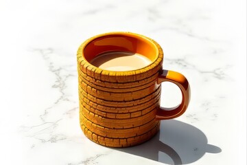 Orange Tire Tread Design Coffee Mug with Drink