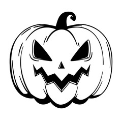 Funny Halloween pumpkin - Jack o'lantern, sketch style. Vector illustration isolated on a white background