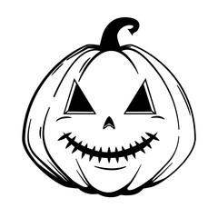 Funny Halloween pumpkin - Jack o'lantern, sketch style. Vector illustration isolated on a white background