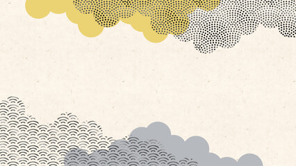 Japanese pattern frame-1　和柄で和風モダンな背景。日本風なフレーム。水彩の和柄がきれいな壁紙。