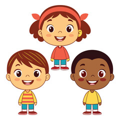 Happy Diverse Kids Cartoon Illustration Perfect for Children's Books, Websites, and More