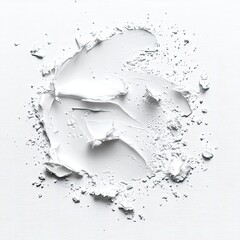 Obraz premium White paint strokes create a textured circular abstract design on a white background