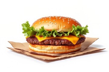 Delicious Cheeseburger on Brown Paper