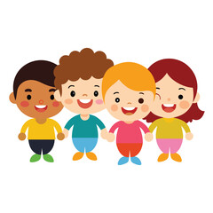 Happy Diverse Group of Children Illustration