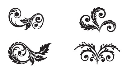 Elegant black and white floral ornament vector design elements for decorative applications