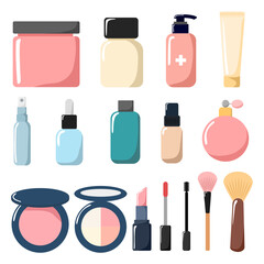 A set of vector cosmetic elements suitable for decoration and presentations.	
