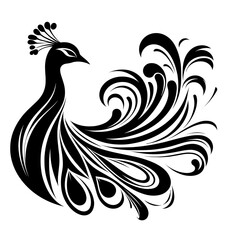 Obraz premium Tribal peacock vector with decorative feathers