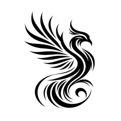 Fototapeta premium Phoenix tribal vector with curved fiery wings