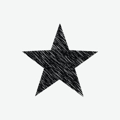 Download a simple, stylized black and white star with a textured, scratchy, hand-drawn appearance. Ideal for logos, icons, stickers, and graphic design projects.
