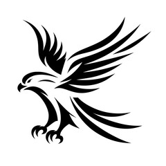 Fototapeta premium Tribal eagle vector in attacking flight pose