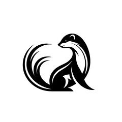 Fototapeta premium Tribal ferret vector in sitting decorative form