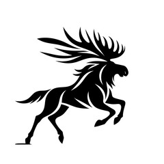 Fototapeta premium Tribal moose vector in dynamic bold motion