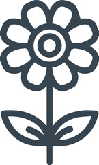 Simple flower icon in outline style with circular petals
