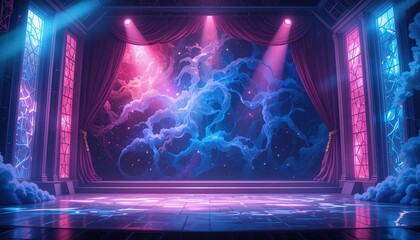 Anime Stage Backdrop - Dramatic Lighting and Empty Space