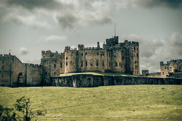 Alnwick Castle with Rolling Countryside in the Foreground, Northumberland