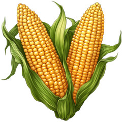 Obraz premium Corn Cobs Clip art Illustration Isolated Isolated On Transparent Background