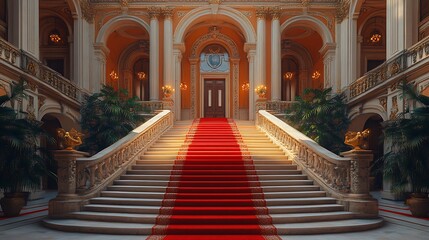 Fototapeta premium Grand staircase in luxurious mansion interior