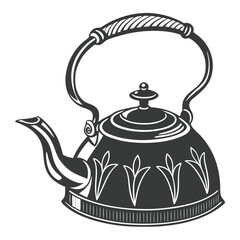 silhouette kettle on white background