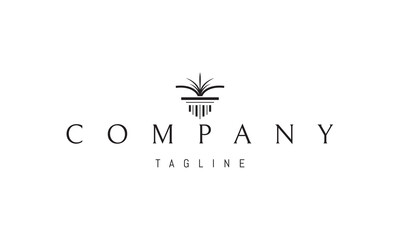 Vector logo with an abstract image of a Greek column with an open book on it.