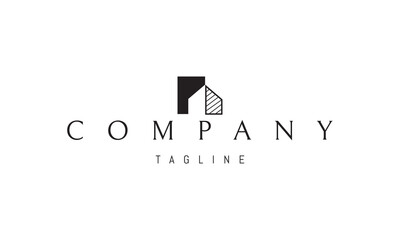 Vector logo with an abstract image of a house in a white space style.