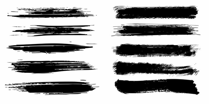 Marker hand-drawn line border set and scribble design elements. Lines hand drawn paint brush stroke. Vector set isolated on white. Hand drawn scribble. Black ink brush art