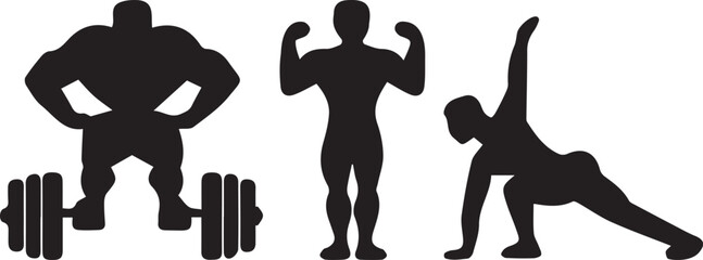 bodybuilder silhouette, muscular man vector, fitness pose graphic, gym workout art, strong athlete shape, flexing muscles vector, bodybuilding figure, muscle icon, weight training silhouette,