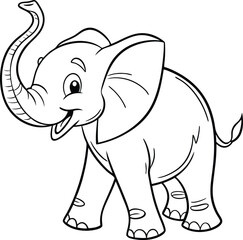 Fototapeta premium Adorable Baby Elephant Line Art Perfect for Children's Books Logos and Branding Designs