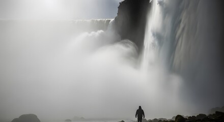 Waterfall and Figure Landscape