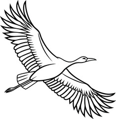 Obraz premium Elegant Crane Bird in Flight Design Perfect for Branding Logos and Scalable Artwork