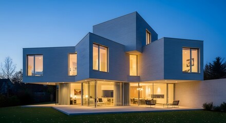 Modern House Architecture at Twilight