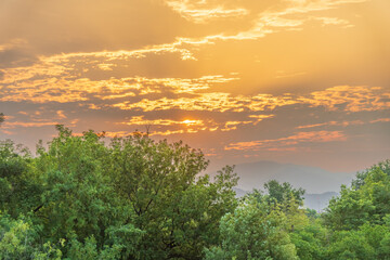 sunset over the river